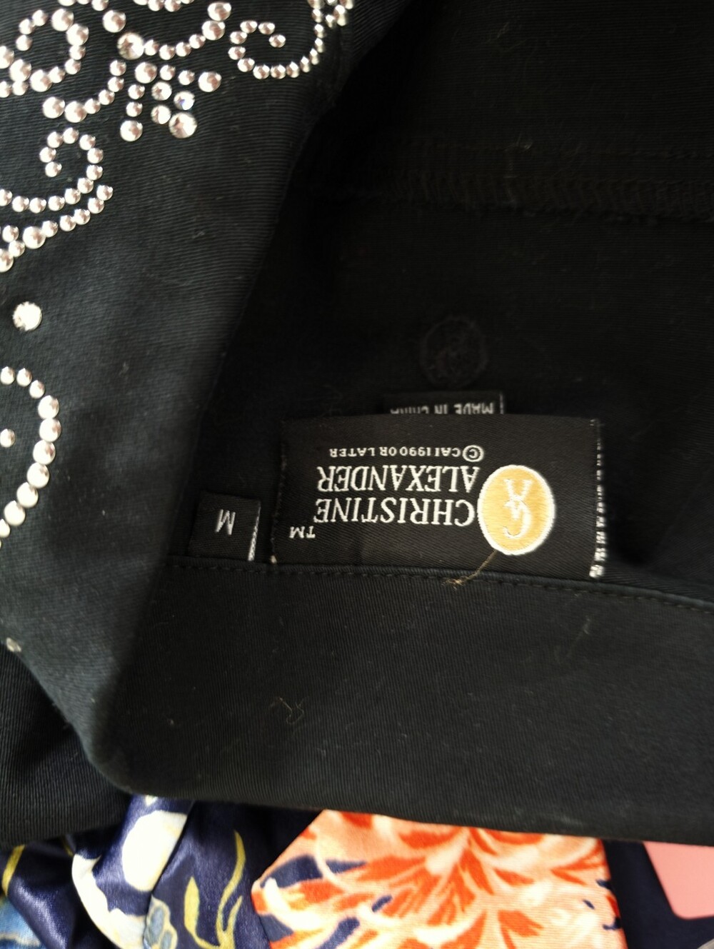 Christine Alexander Black Jacket Silver Nailhead Rhinestone Accent Size M - Picture 4 of 4